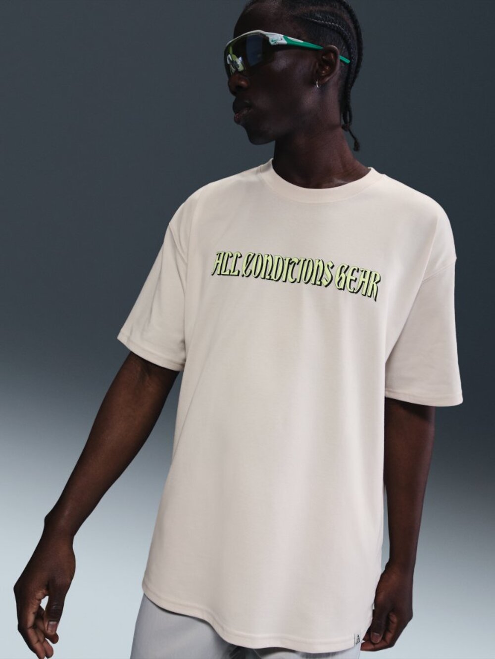 Nike ACG Dri-FIT Iguana T-Shirt Phantom Ivory Green Loose Fit Size Small